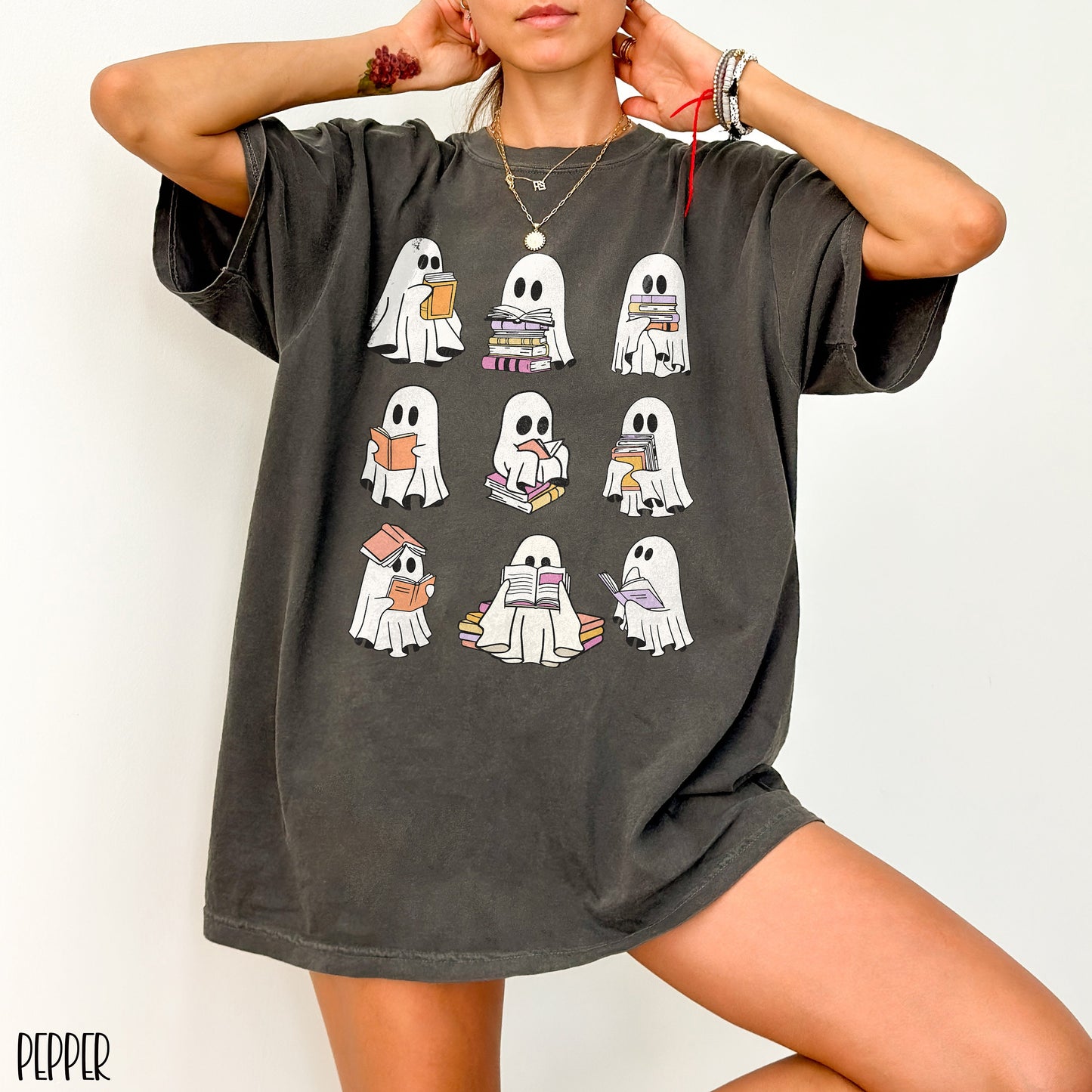 Comfort Colors Book Lover Ghost Halloween Shirt, Spooky Season Shirt, Teacher Halloween Shirt, Librarian Shirt, Reading Shirt