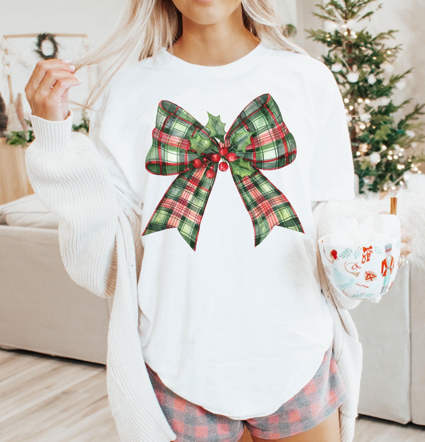 Comfort Colors Christmas Bow Shirt, Coquette Bow Shirts, Christmas Girly Tees, Christmas Gift, Christmas Retro Tee, Xmas Coquette Shirts #2