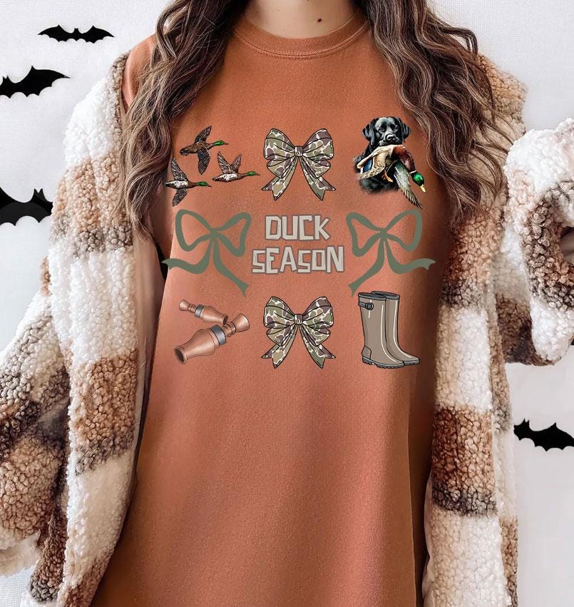 Comfort Colors Camo Coquette Bow Shirt, Duck Season Shirt, Girls Camo Bow Shirt Shirt, Hunting Sublimation For Tees, Coquette Bow Shirt, Camo Dude Print Shirt
