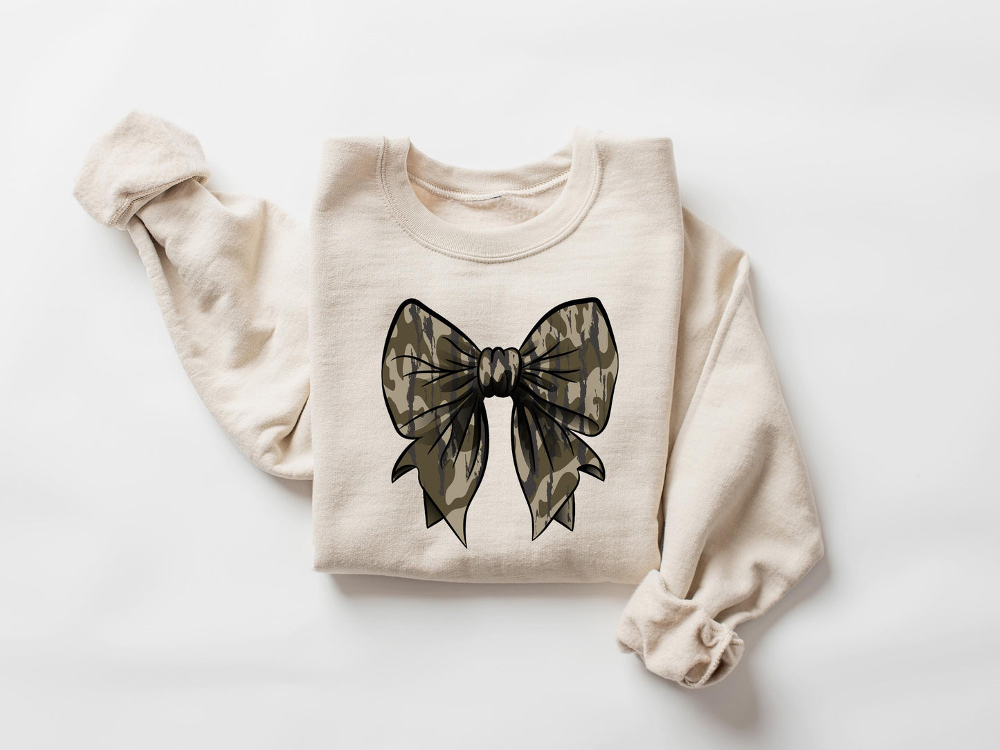 Camo Bow Sweatshirt, Camo Coquette Bow Shirt, Duck Hunting Shirt, Old School Camo Shirt, Fall Shirt, Women'S Camouflage Bow Shirt,Camo Shirt