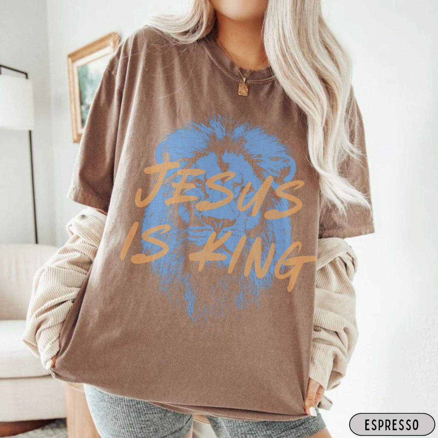 Jesus Is King Christian Faith Comfort Colors Shirt, Religious Gift For Him Or Her Bible Verse Lion