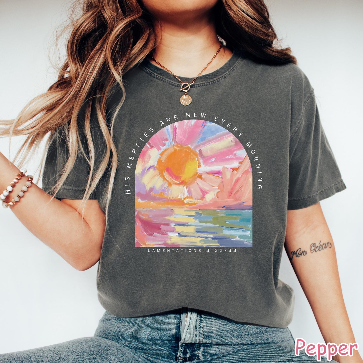 Christian His Mercies Are New Every Morning Bible Verse Comfort Colors Shirt, Religious Women Gift Faith Tee Christian Gifts Jesus