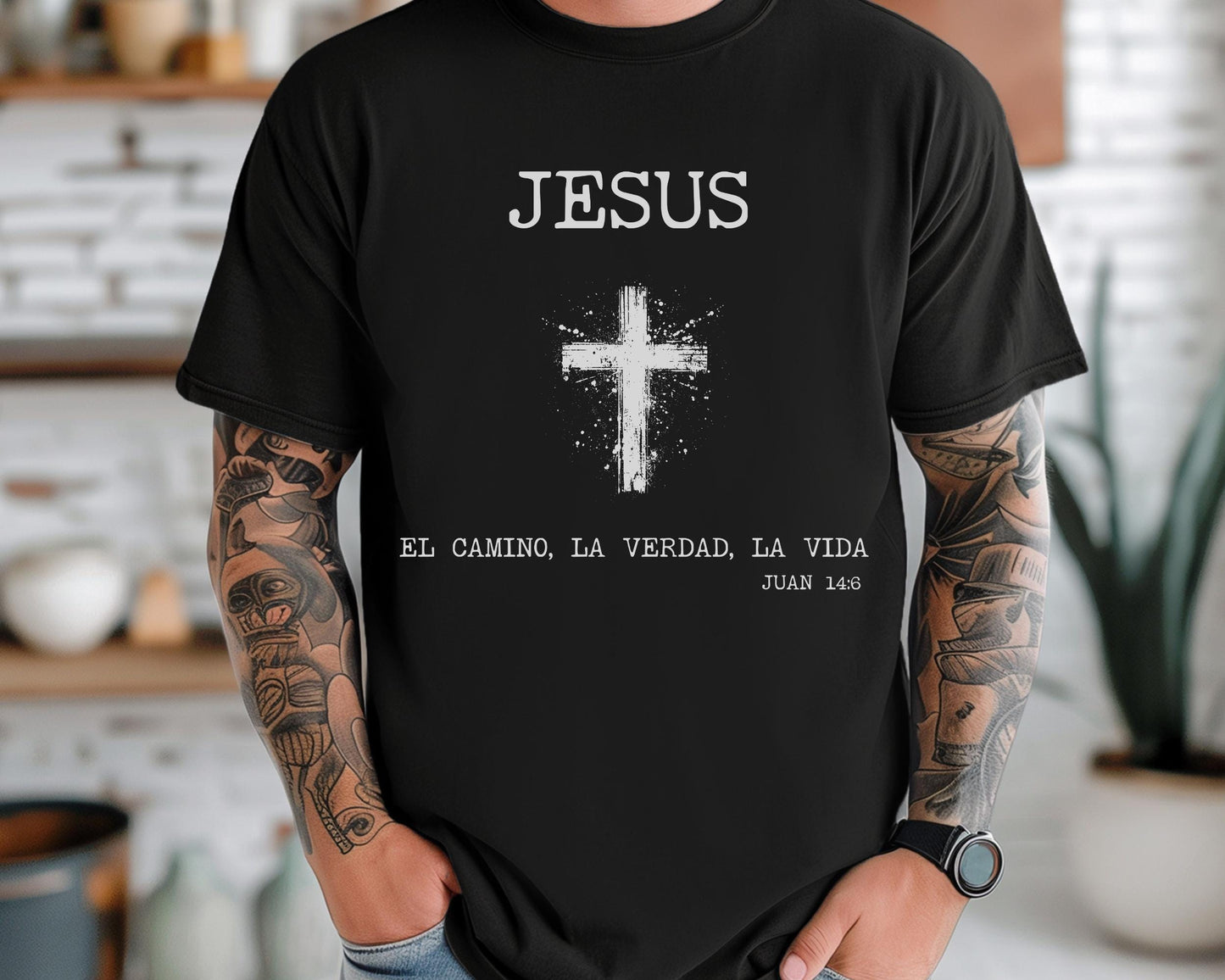 John 14 6 Spanish Text Christian Comfort Colors Shirt, The Way The Truth The Life, Jesus Faith