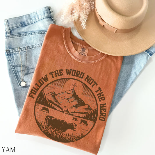 Christian Bible Verse Faith Comfort Colors Shirt, Boho Follow The Word Not The Herd, Mens, Womens