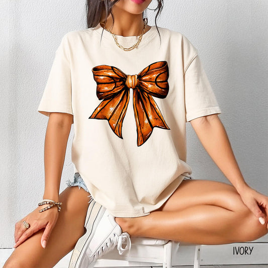 Comfort Colors Coquette Basketball Shirt, Basketball Bow Shirt, Basketball Mom Shirt, Game Day Shirt, Fall Basketball Gift