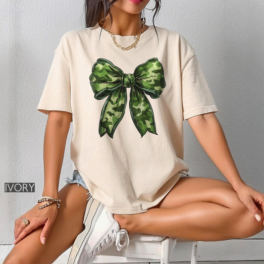 Comfort Colors Camo Bow Shirt, Camo Coquette Shirt, Hunting Shirt, Fall Shirt, Camouflage Bow Shirt, Camo Shirt