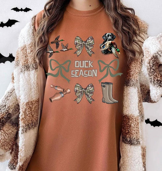 Comfort Colors Camo Coquette Bow Shirt, Duck Season Shirt, Girls Camo Bow Shirt Shirt, Hunting Sublimation For Tees, Coquette Bow Shirt, Camo Dude Print Shirt