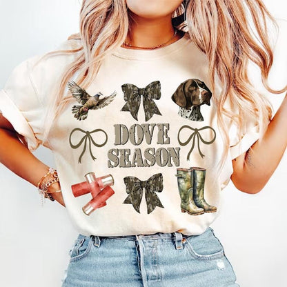 Comfort Colors Camo Coquette Bow Shirt, Dove Season Shirt, Girls Camo Bow Shirt Shirt, Hunting Sublimation For Tees, Coquette Bow Shirt, Camo Dude Print Shirt