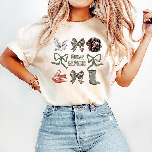 Comfort Colors Camo Coquette Bow Shirt, Dove Season Shirt, Girls Camo Bow Shirt Shirt, Hunting Sublimation For Tees V2, Coquette Bow Shirt, Camo Dude Print Shirt