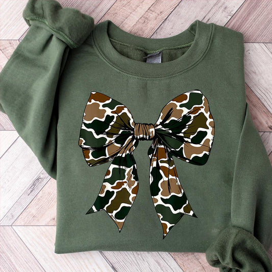 Camo Coquette Bow Sweatshirt, Dove Season Shirt, Girls Camo Bow Shirt Shirt, Hunting Sublimation For Tees V6, Coquette Bow Shirt, Camo Dude Print Shirt