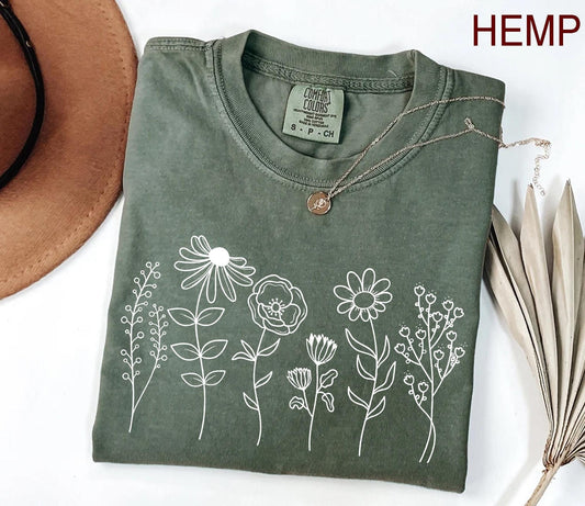 Wildflower Floral Cottagecore Comfort Colors Shirt, Botanical Flower Nature, Wildflower Wild Flower