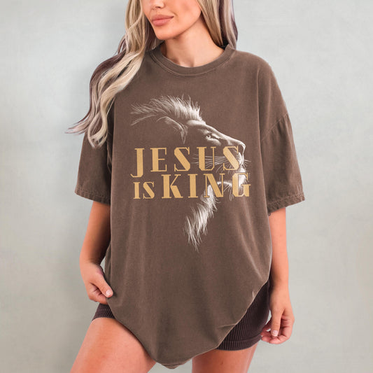 Jesus Is King Christianity Comfort Colors Shirt, Christian Lion Bible Verse, Aesthetic Faith