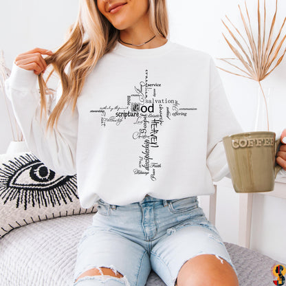 Christian Cross Bible Verse Sweatshirt, John 14:6 Faith Jesus Is King, Religious Gift For Him Her