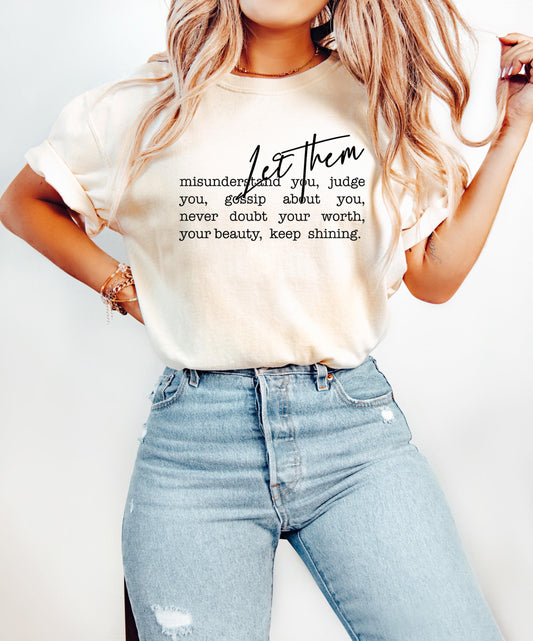 Let Them  Mental Health Comfort Colors Shirt, Inspirational Quotes, Motivational Crewneck, Positive Saying Therapist